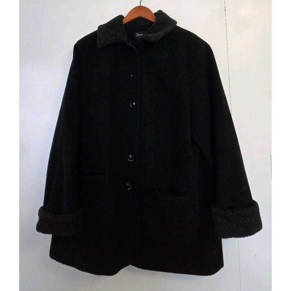 Forecaster Coat Womens 12 Black Wool Blend Winter Old Money Timeless Preppy‎